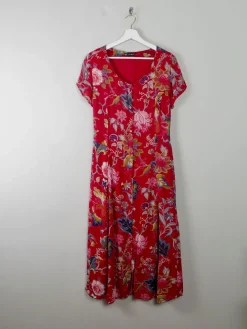 Vintage Red Button Down Midi Dress S/M