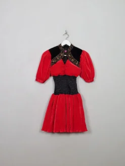 Vintage Red Embellished 80's Dress XS/S