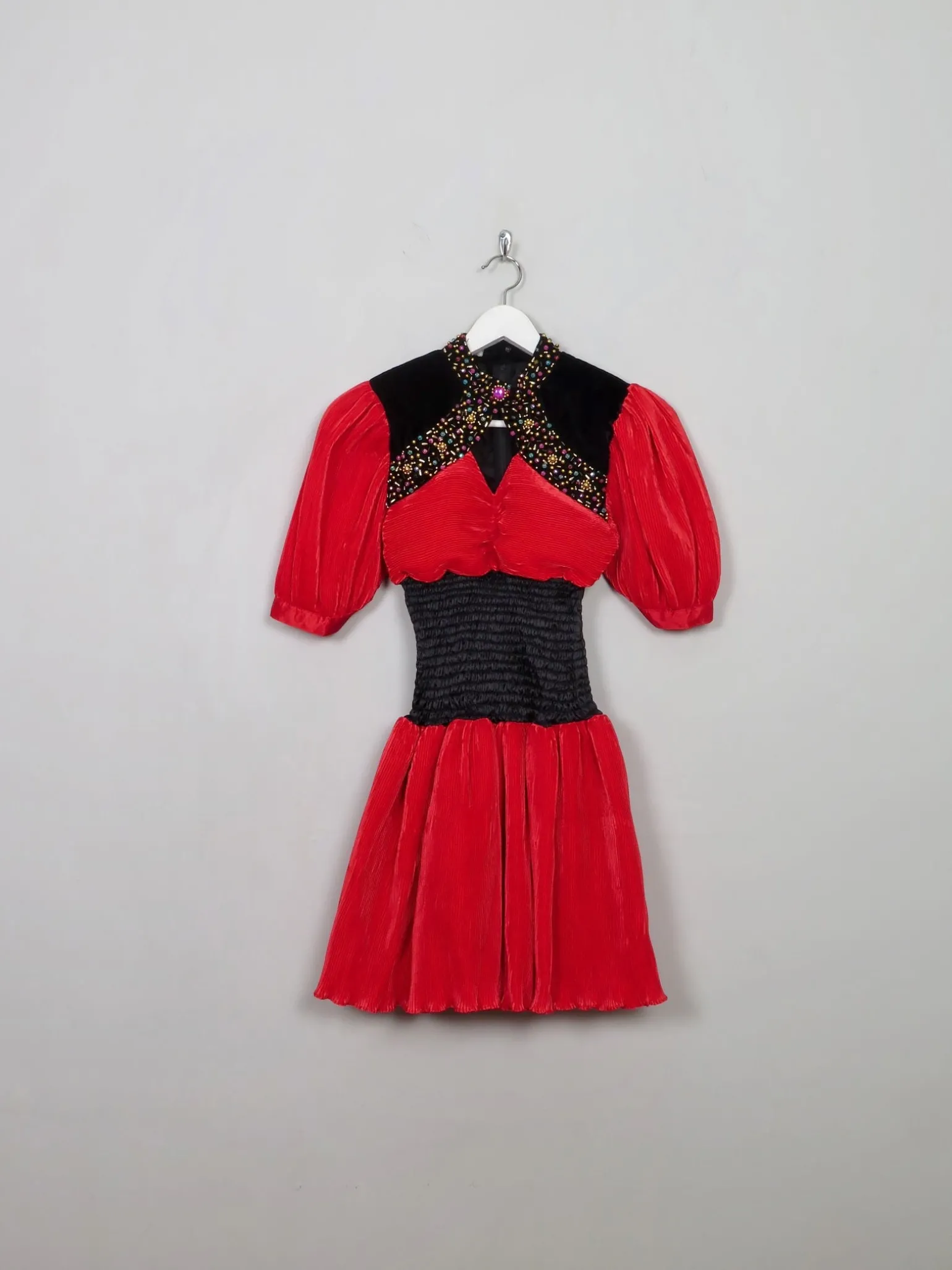 Vintage Red Embellished 80's Dress XS/S