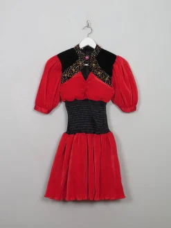 Vintage Red Embellished 80's Dress XS/S