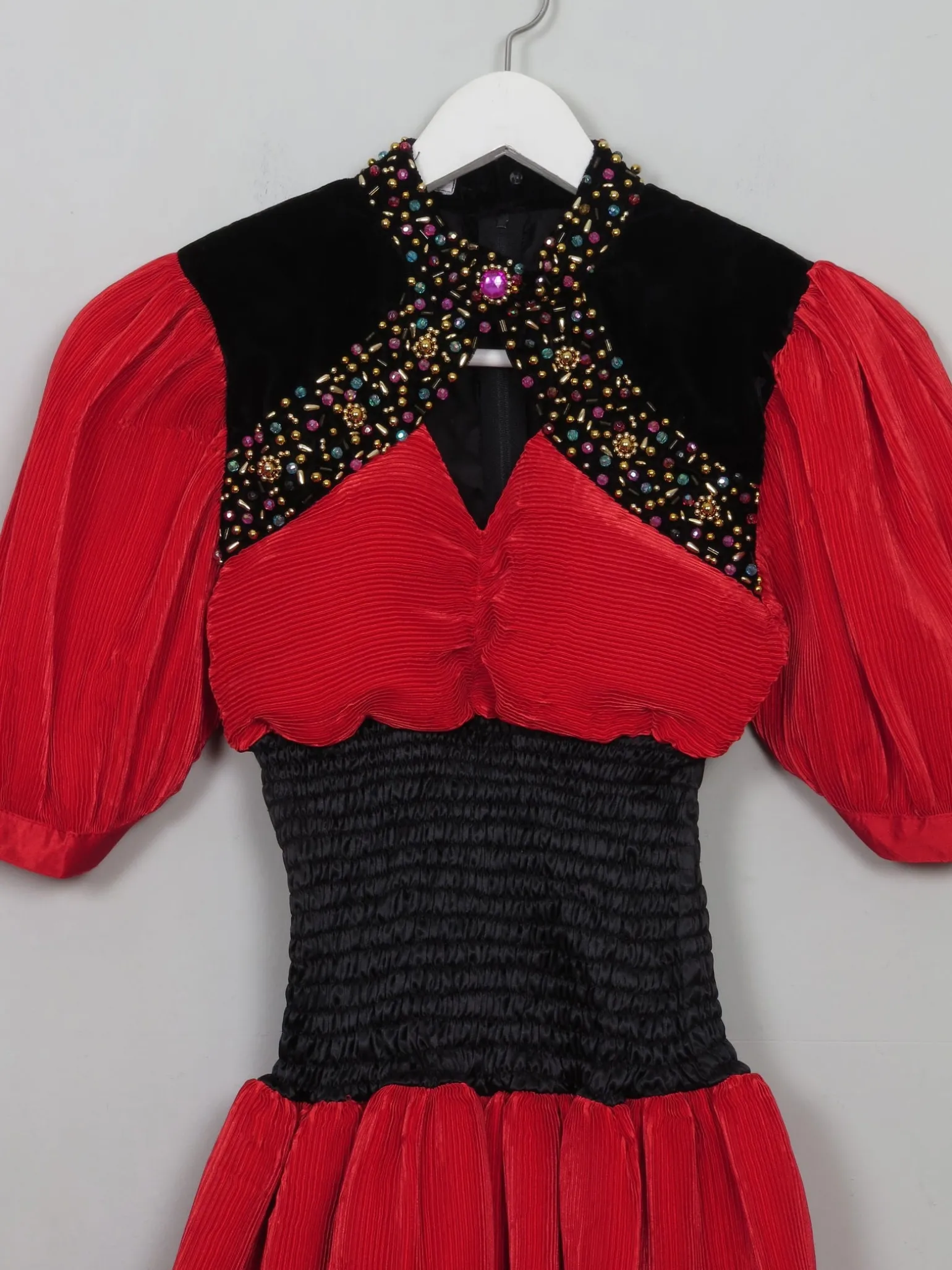 Vintage Red Embellished 80's Dress XS/S