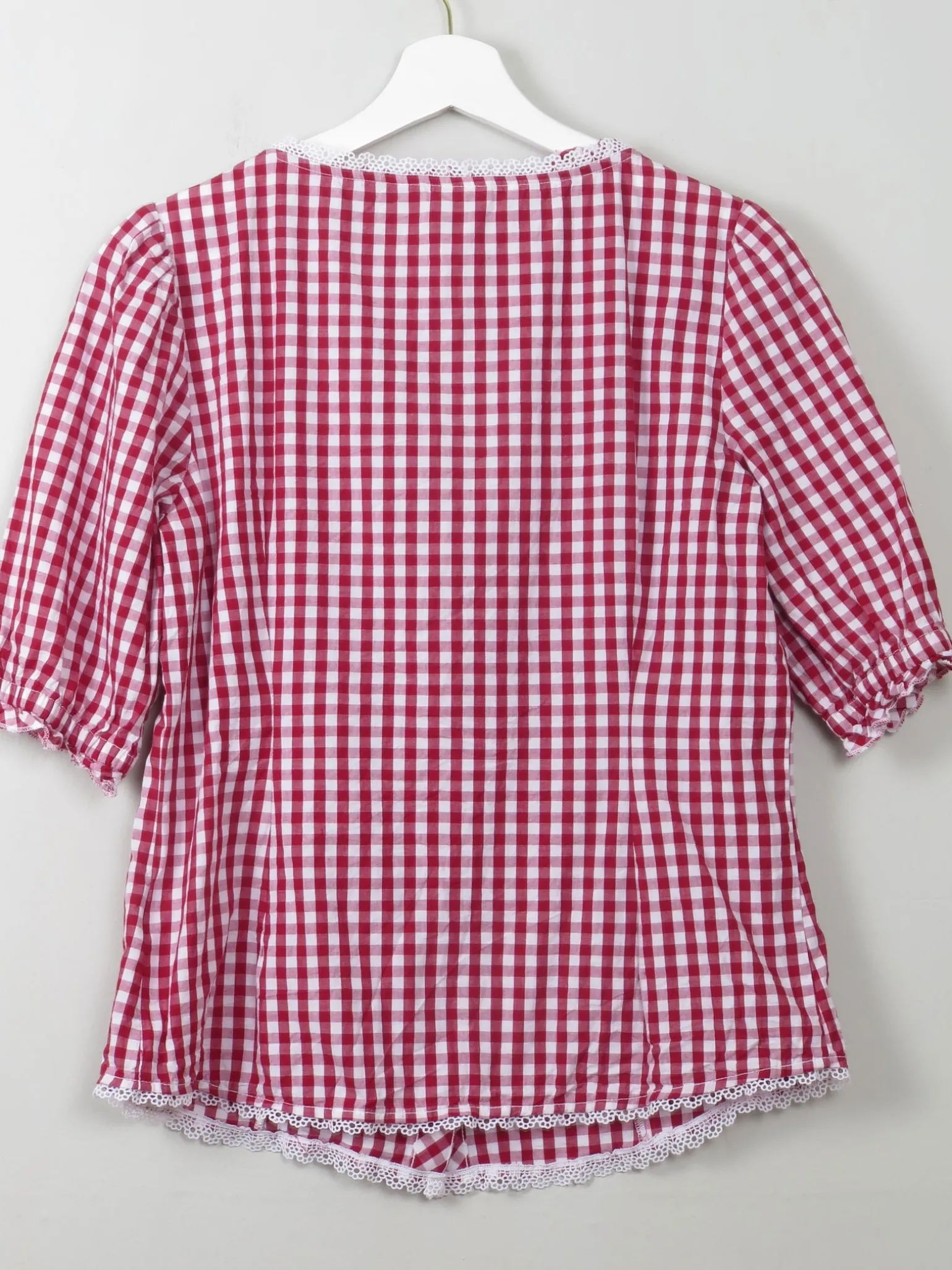 Vintage Red Gingham Blouse L