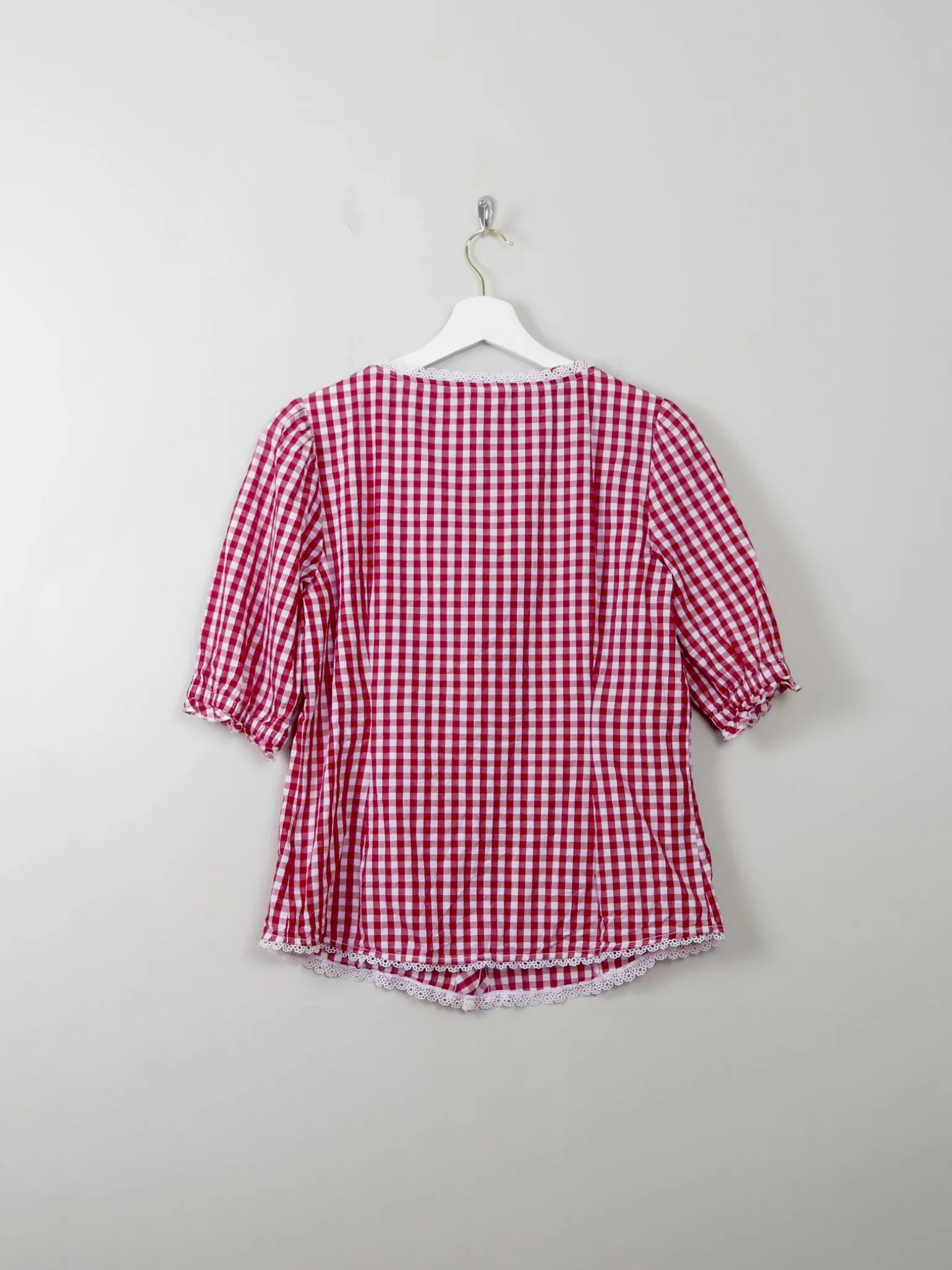 Vintage Red Gingham Blouse L