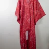 Vintage Red Printed Kimono S-M