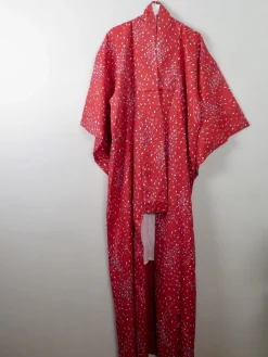 Vintage Red Printed Kimono S-M