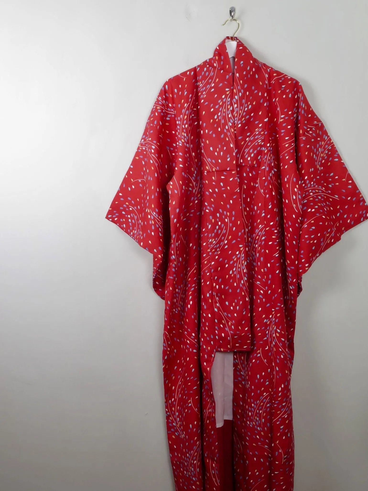 Vintage Red Printed Kimono S-M
