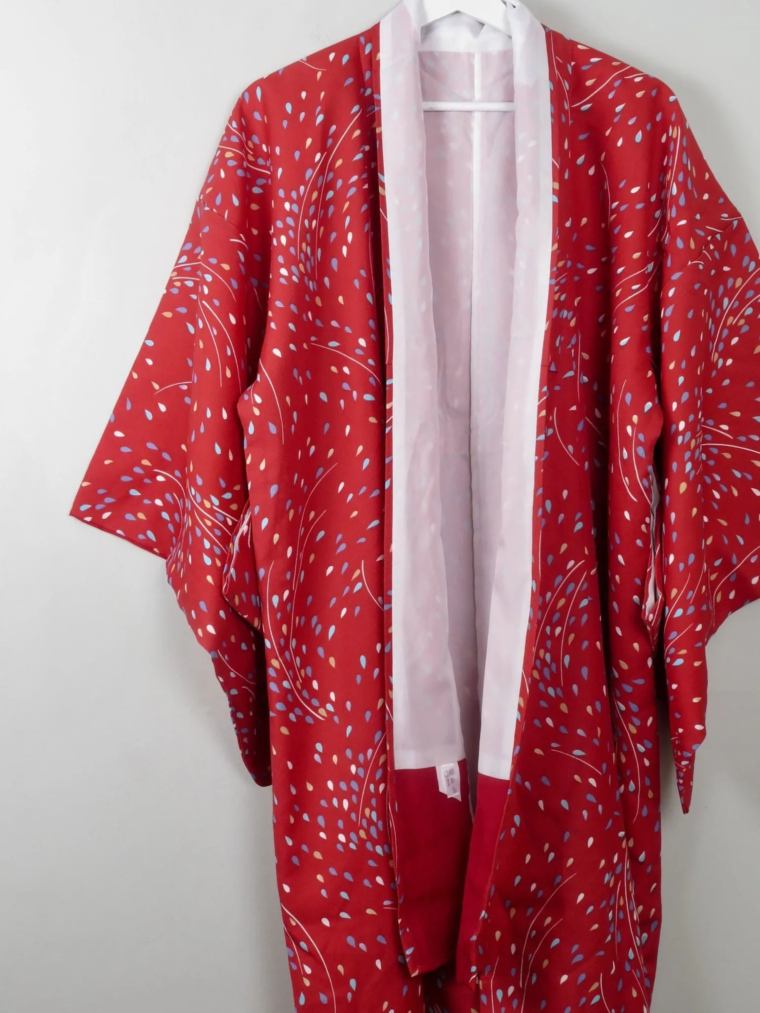 Vintage Red Printed Kimono S-M