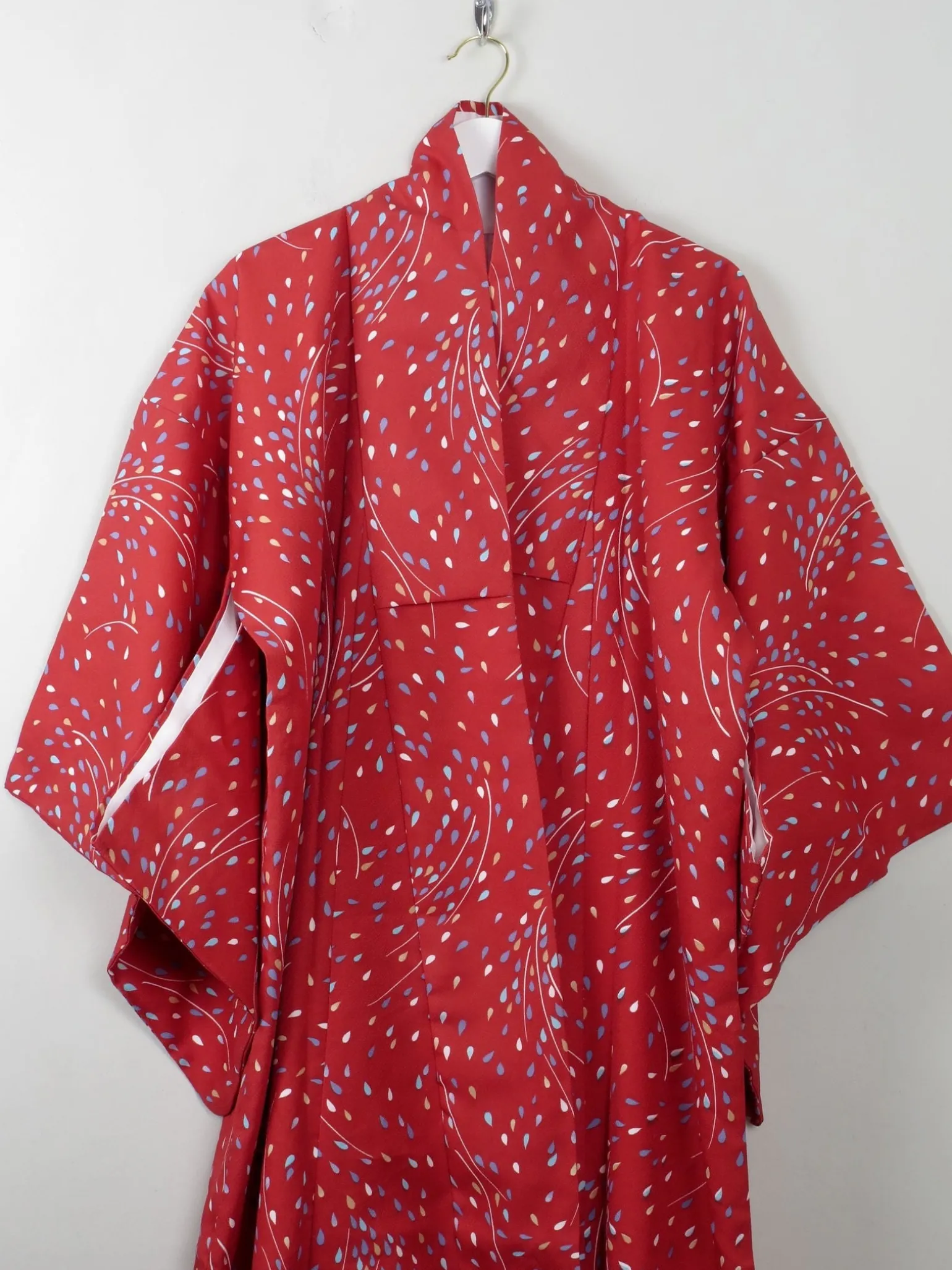 Vintage Red Printed Kimono S-M