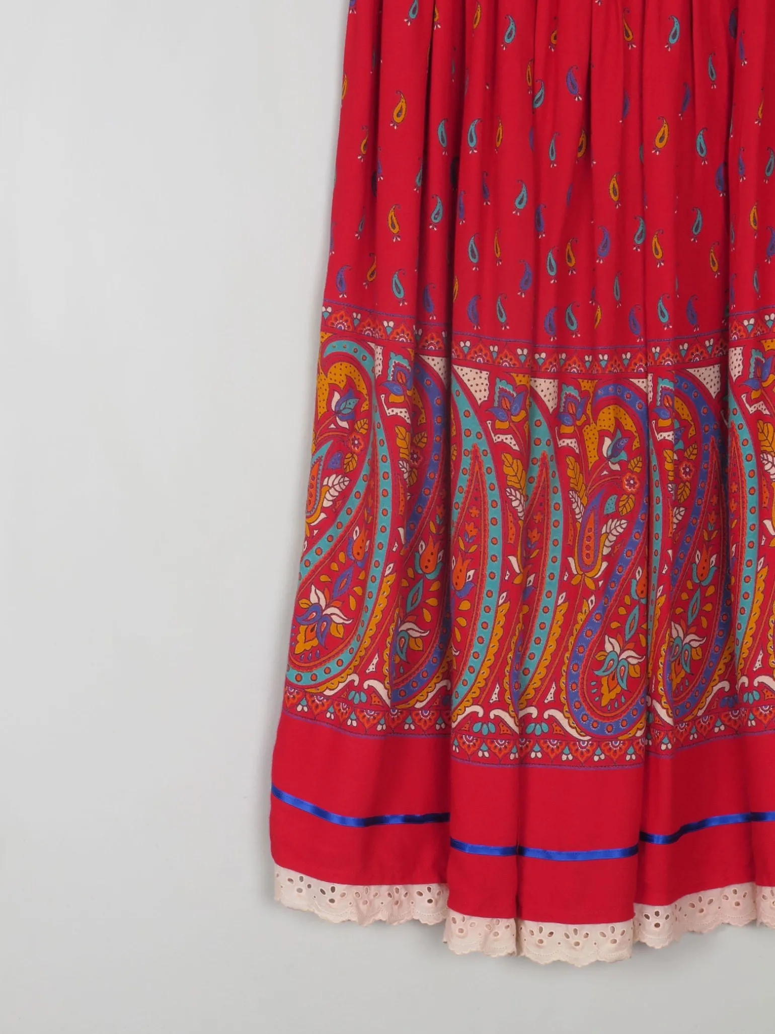Vintage Red Printed Skirt 27" W