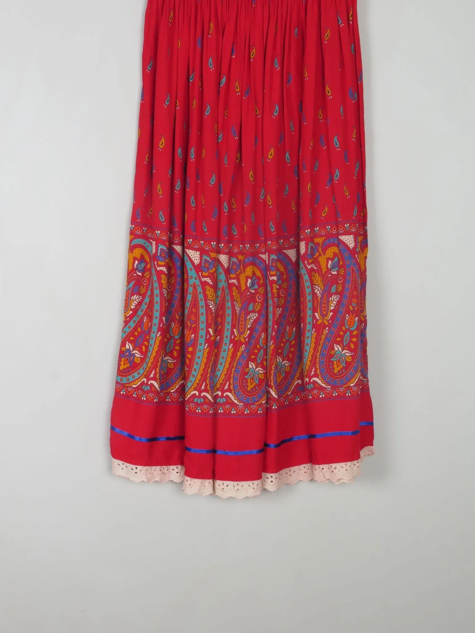 Vintage Red Printed Skirt 27" W