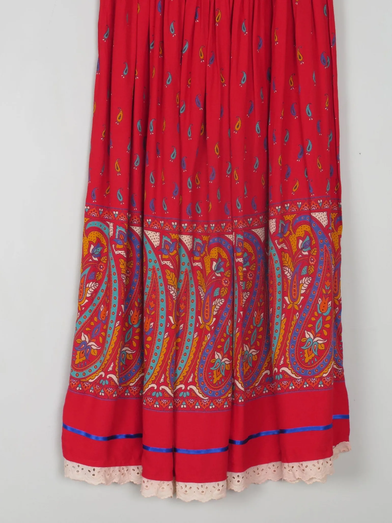Vintage Red Printed Skirt 27" W