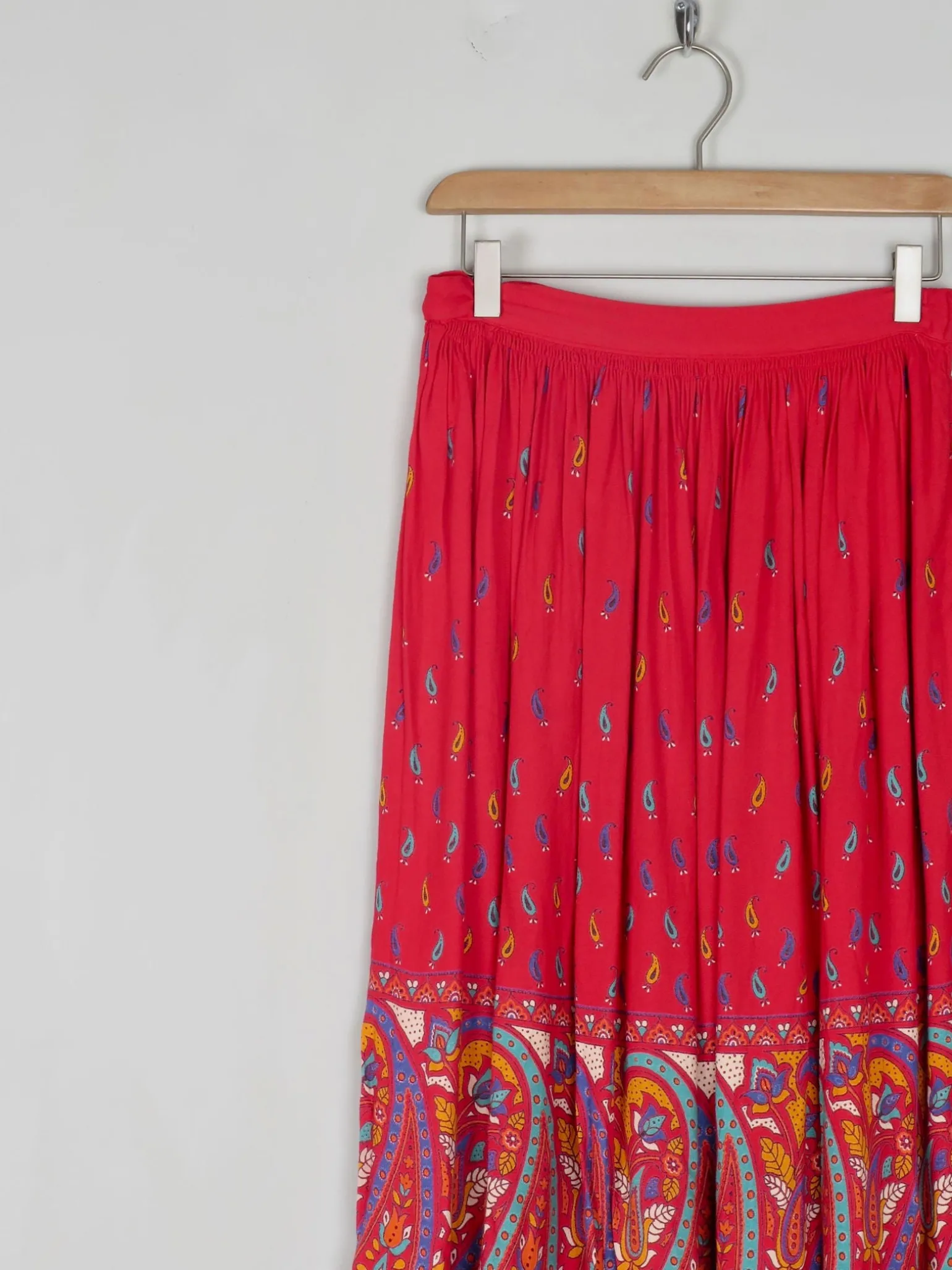 Vintage Red Printed Skirt 27" W
