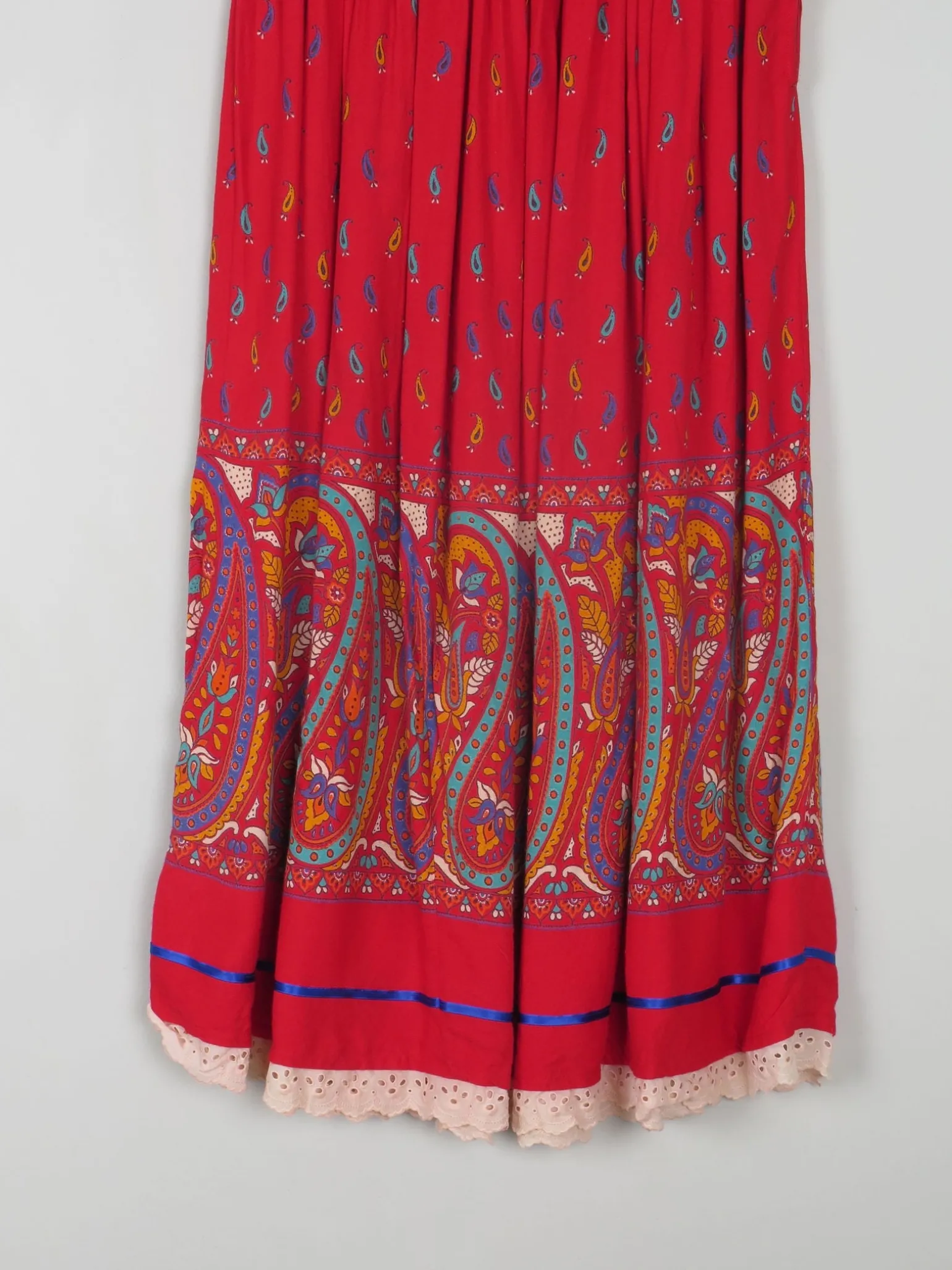 Vintage Red Printed Skirt 27" W