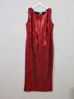 Vintage Red Sequin Dress 14