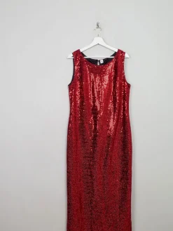 Vintage Red Sequin Dress 14
