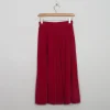 Vintage Red Velvet Skirt Midi XXS 24" w
