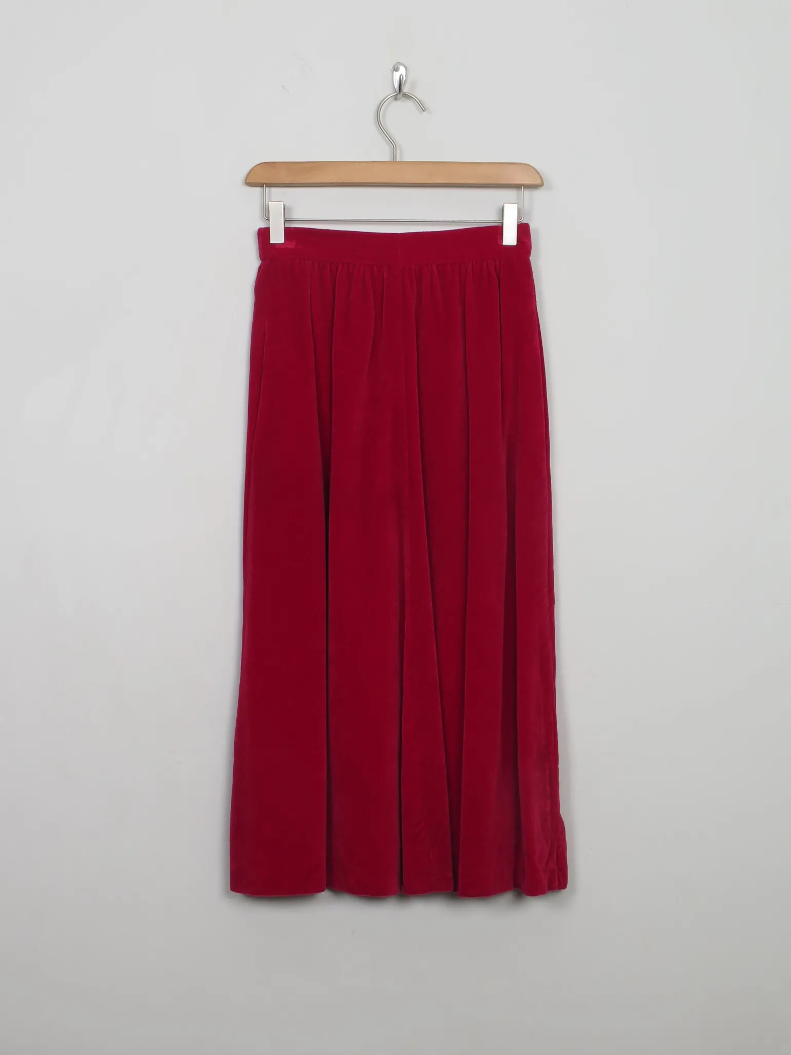 Vintage Red Velvet Skirt Midi XXS 24" w