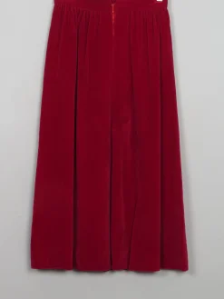 Vintage Red Velvet Skirt Midi XXS 24