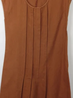 Vintage Rust Linen Pleated Dress S