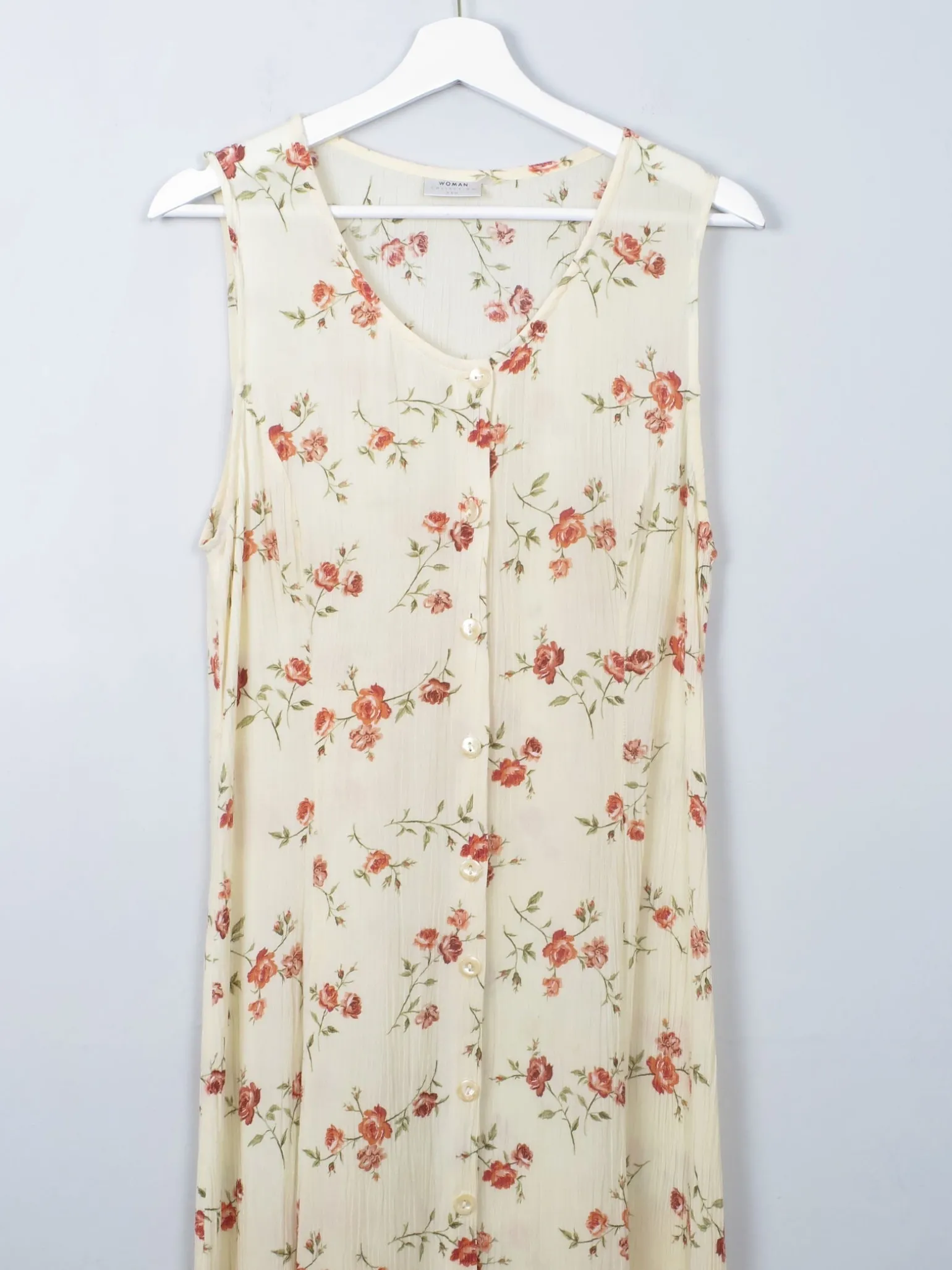 Vintage 90s Floral Buttermilk Dress S