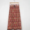 Vintage 1970s Maxi Folk Style Corduroy Red Skirt 26" XS