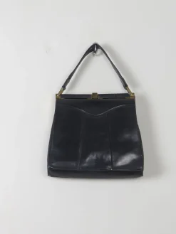 Vintage 1940s Navy Leather Handbag