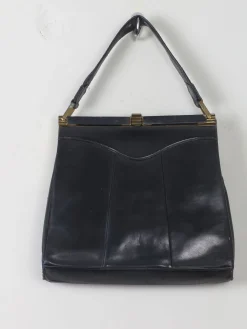 Vintage 1940s Navy Leather Handbag