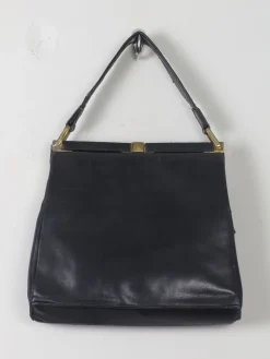Vintage 1940s Navy Leather Handbag
