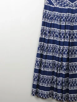 Vintage 1950s Navy Printed Dress S