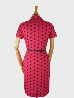 Vintage 1950s Pink Polka Dot Dress S