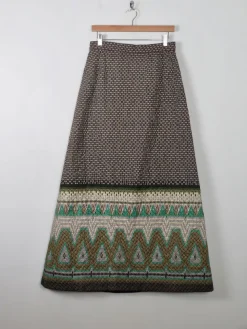 Vintage 1970s Quilted Maxi Skirt 29" W 10