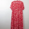 Vintage 90s Red Printed Tea Dress L/XL