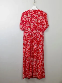 Vintage 90s Red Printed Tea Dress L/XL