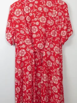 Vintage 90s Red Printed Tea Dress L/XL