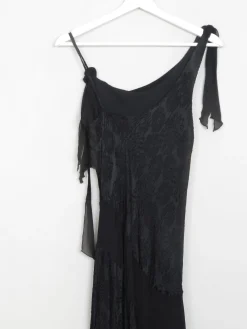 VIntage 1920s Style Black Bias Cut Dress 10/12