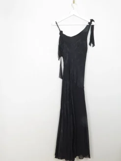 VIntage 1920s Style Black Bias Cut Dress 10/12