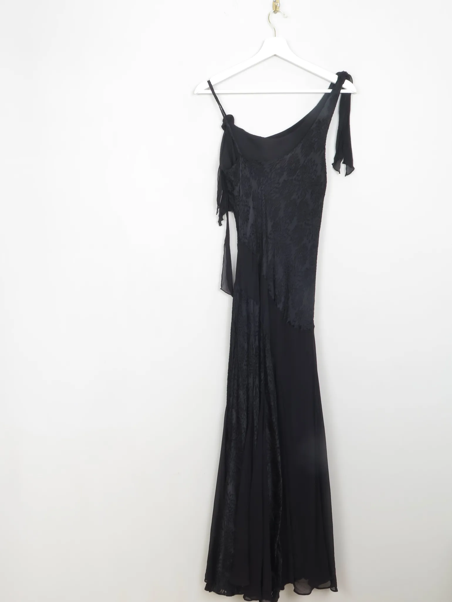 VIntage 1920s Style Black Bias Cut Dress 10/12