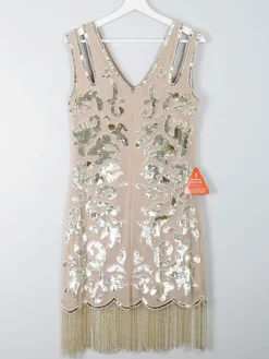Vintage 1920s Style Charleston Flapper Beaded Dress New 10
