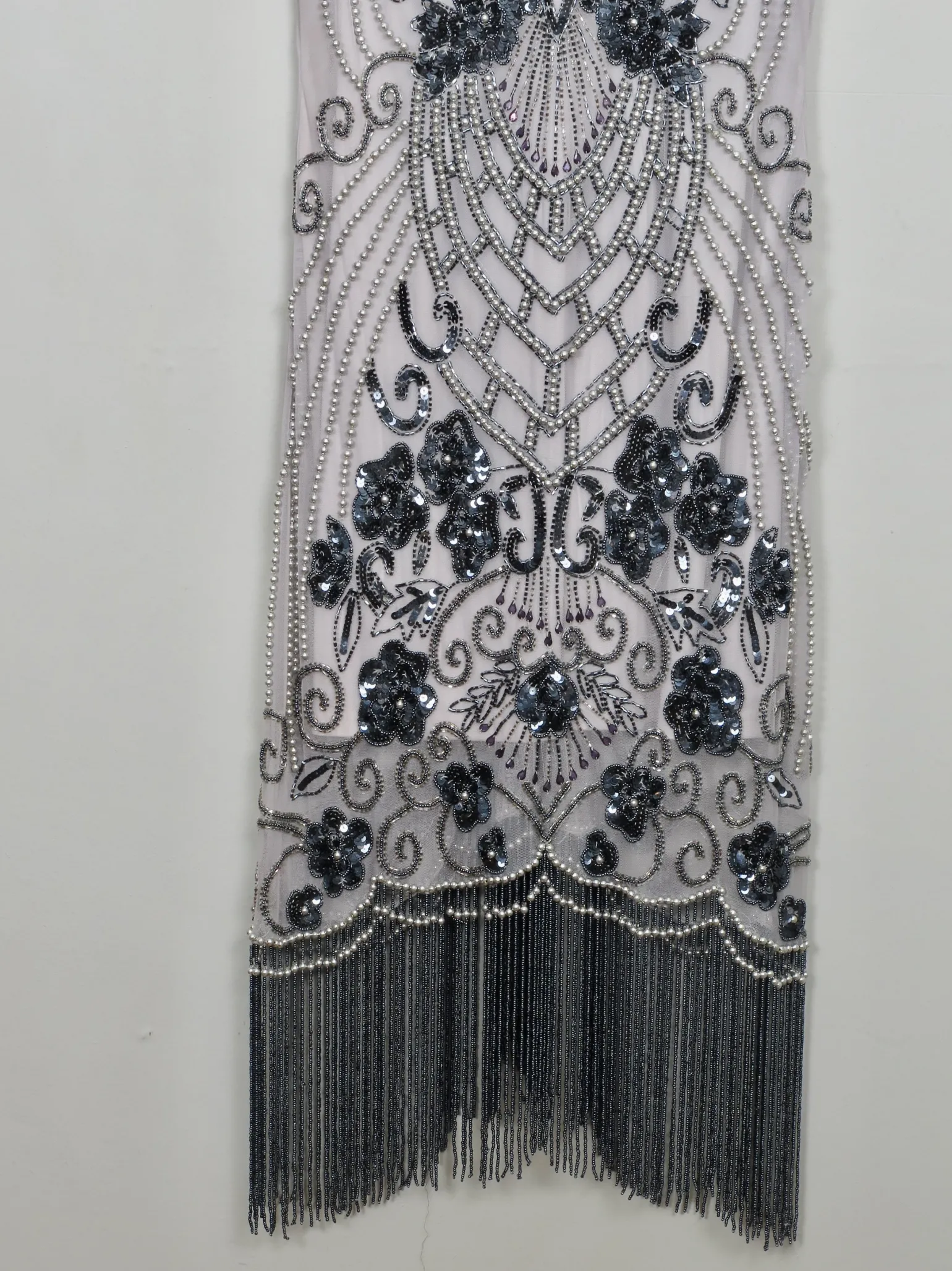 Vintage 1920s Style Grey & Mauve Beaded Dress