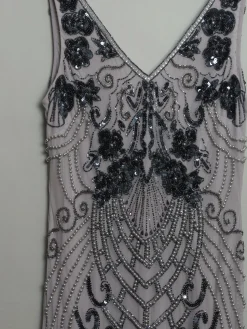 Vintage 1920s Style Grey & Mauve Beaded Dress