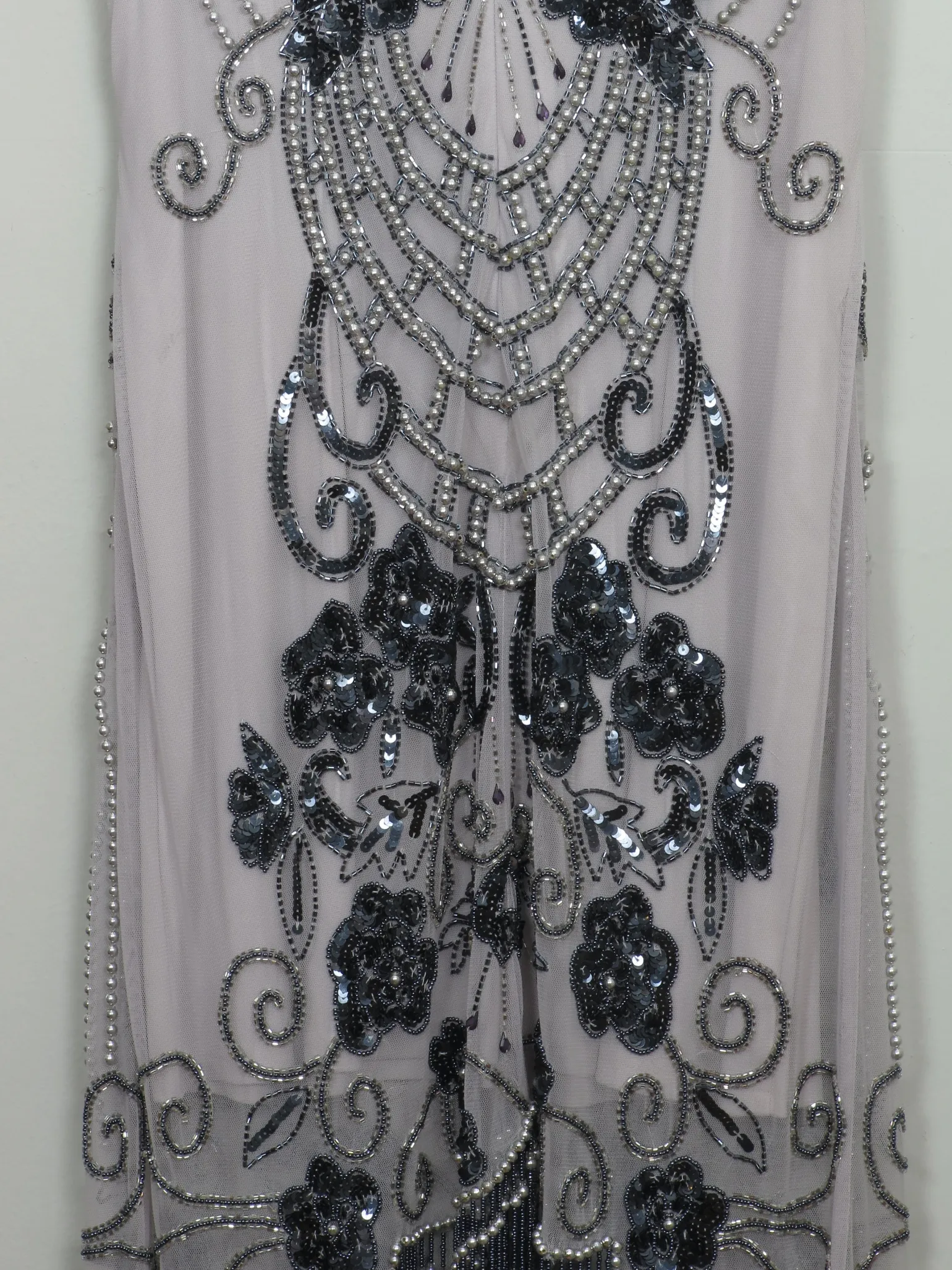 Vintage 1920s Style Grey & Mauve Beaded Dress