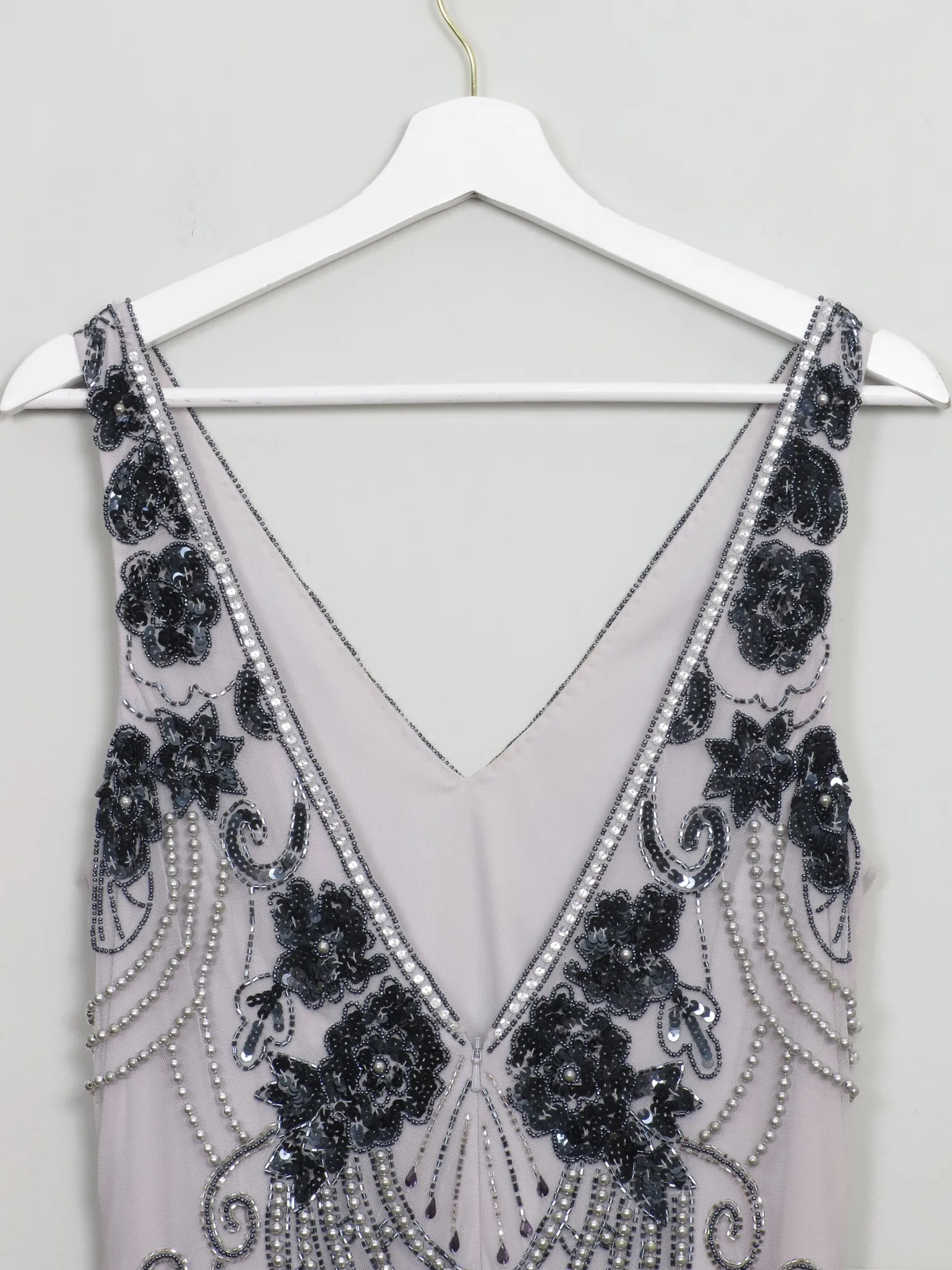 Vintage 1920s Style Grey & Mauve Beaded Dress