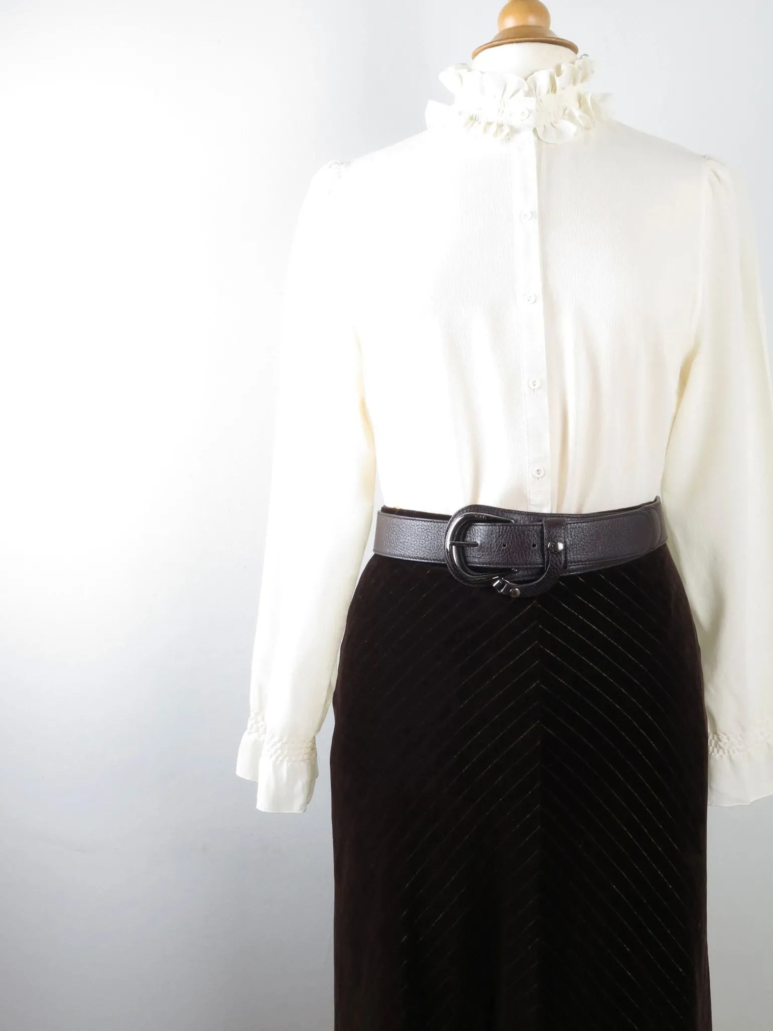 Vintage 1970s Velvet With Lurex Pinstripes S