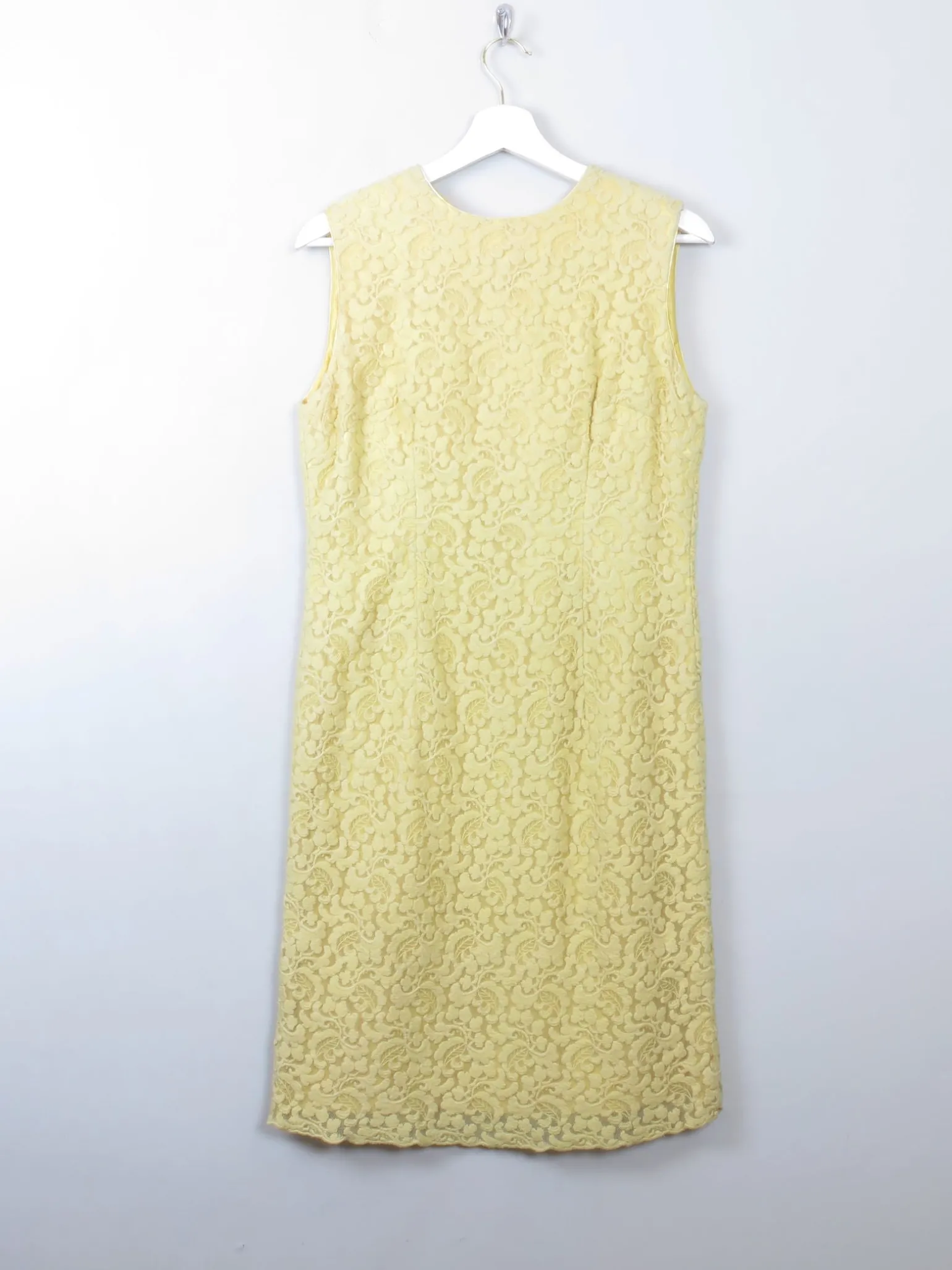 Vintage 1960s Yellow Lace Dress M