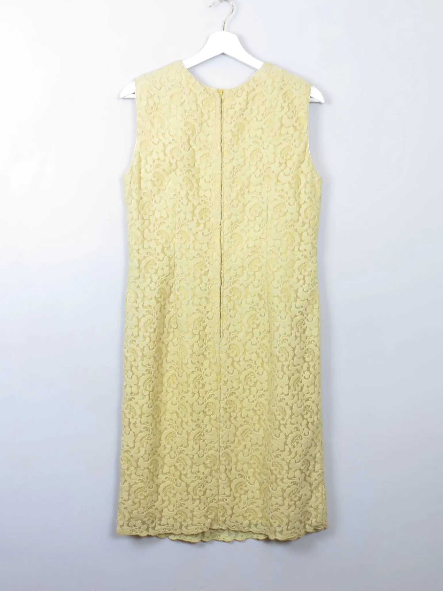 Vintage 1960s Yellow Lace Dress M