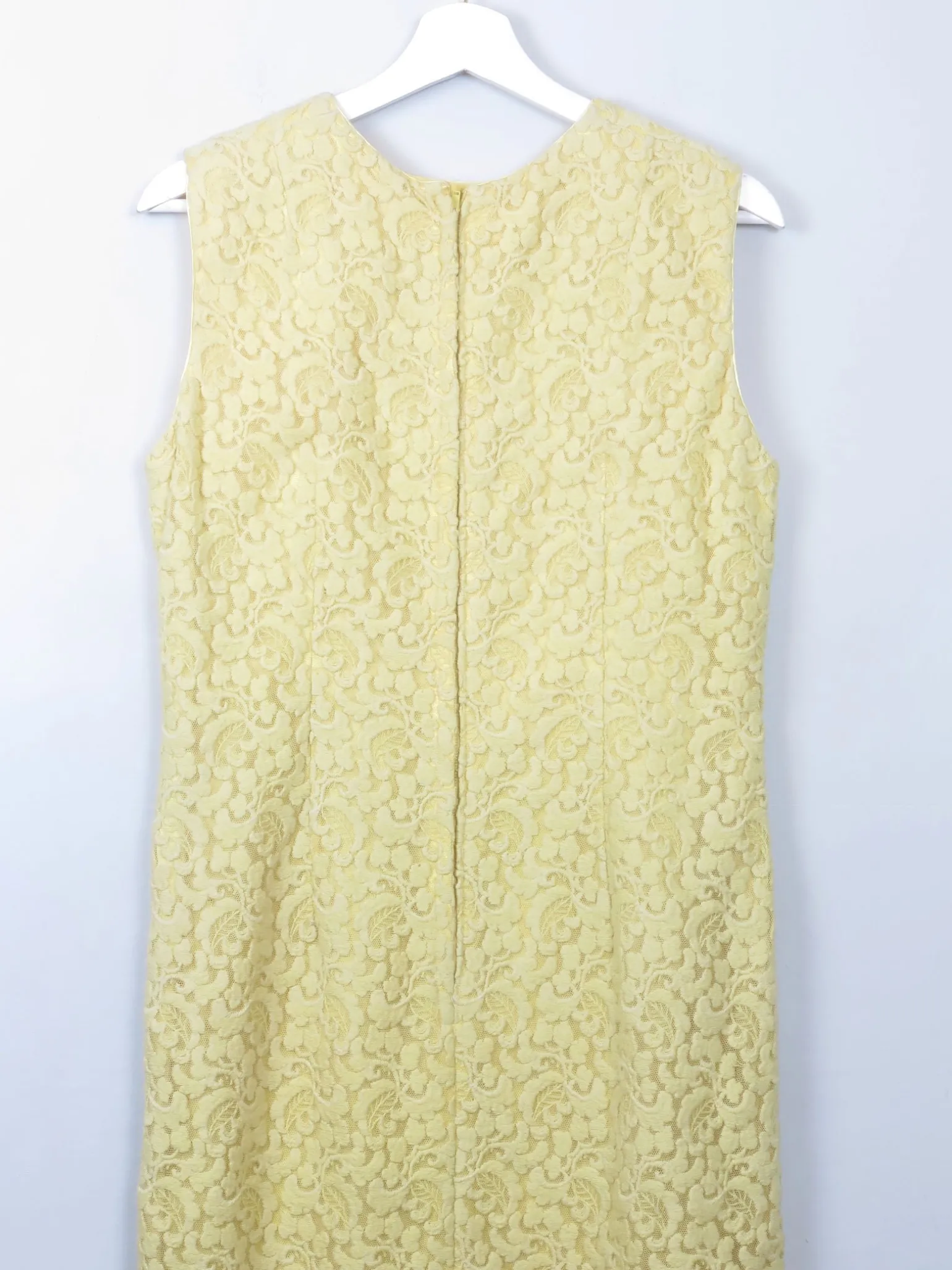 Vintage 1960s Yellow Lace Dress M