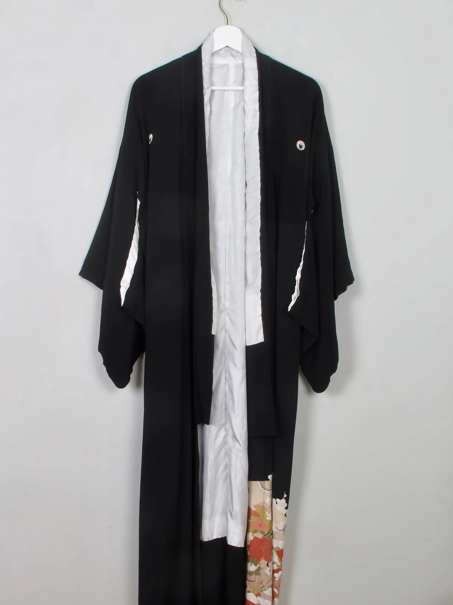 Vintage Silk & Wool Black & Embellished Kimono S/M
