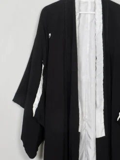 Vintage Silk & Wool Black & Embellished Kimono S/M
