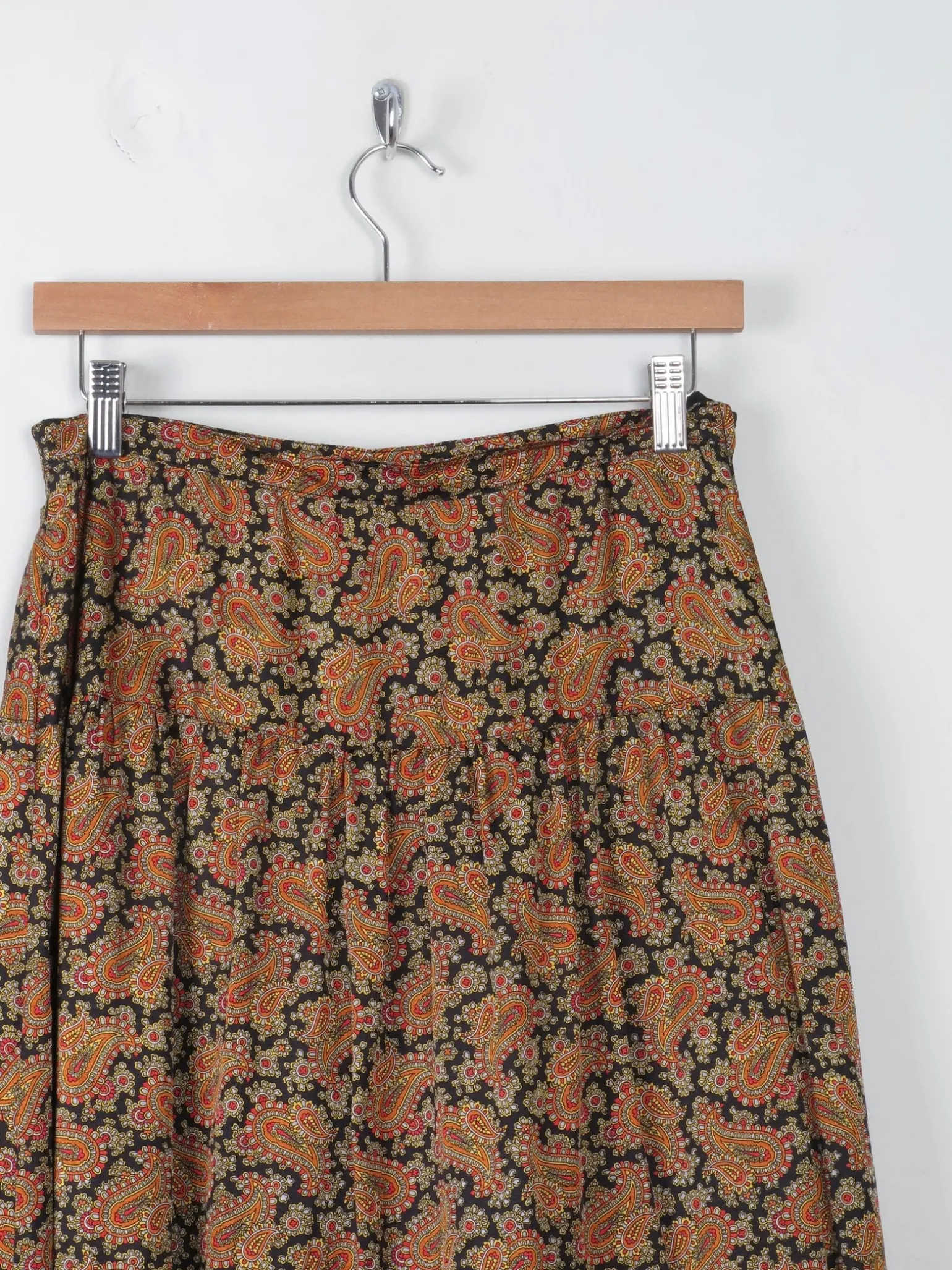 Vintage Silk Maxi Skirt Paisley Print 29"W