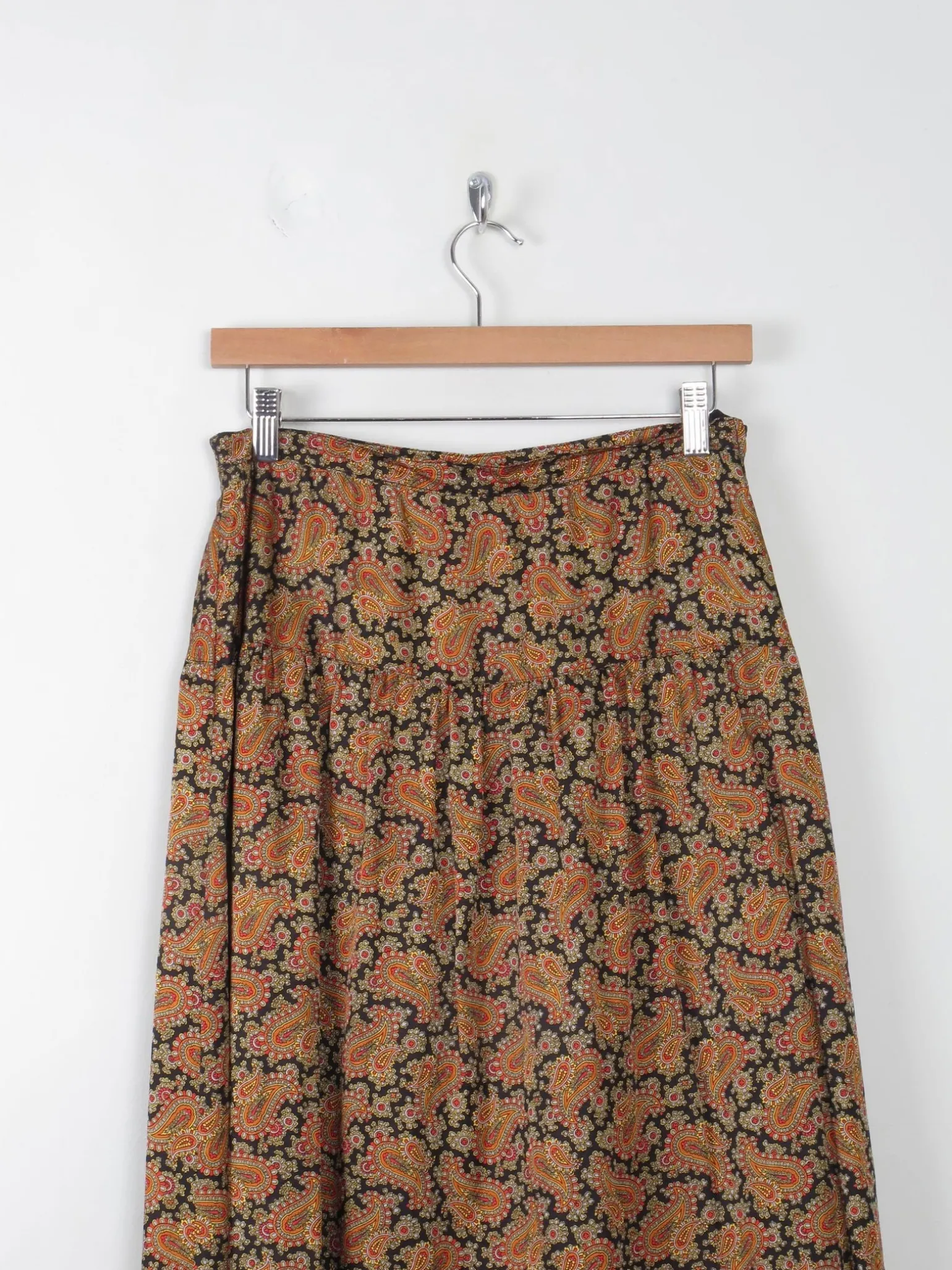 Vintage Silk Maxi Skirt Paisley Print 29"W